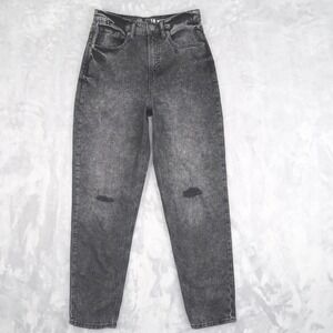 Gap Mom Jeans Teen 18 Fit 26x29 Gray Acid Wash High Rise‎ Tapered Distressed